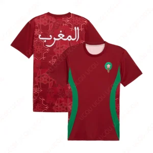 Maillot de l'équipe nationale du Maroc 2025, nouveau maillot d'extérieur à séchage rapide, classique et décontracté, pour adultes, maillot d'exercice ample, été