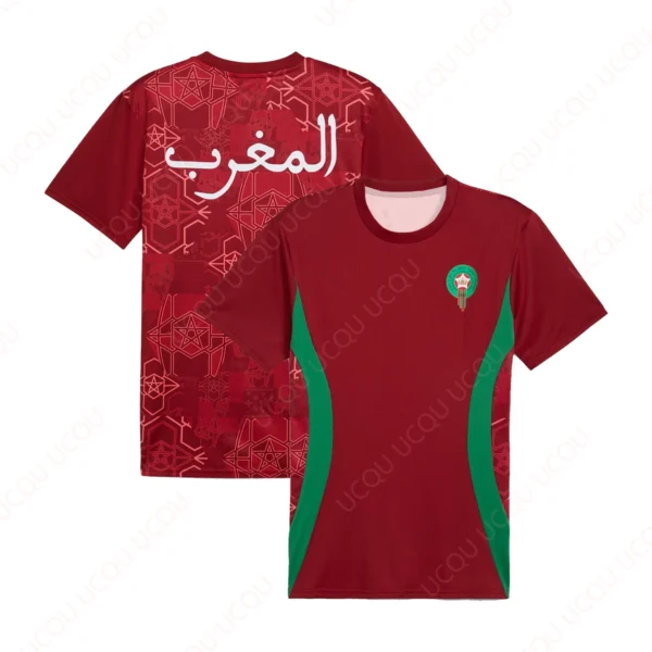 Maillot de l'équipe nationale du Maroc 2025, nouveau maillot d'extérieur à séchage rapide, classique et décontracté, pour adultes, maillot d'exercice ample, été