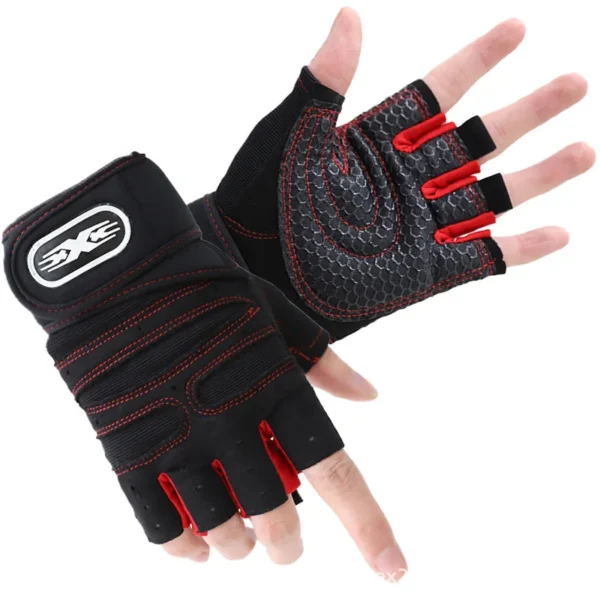 Gants de gymnastique coordonnants pour hommes et femmes, entraînement au poids lourd, musculation, demi-doigt, poignet, levage, sport – Image 4