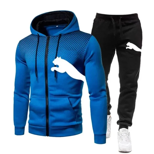 Veste à capuche et pantalon de jogging sportifs pour hommes, ensembles de sweats à capuche imbibés, vêtements de créateurs, mode automne et hiver, 2 pièces – Image 2